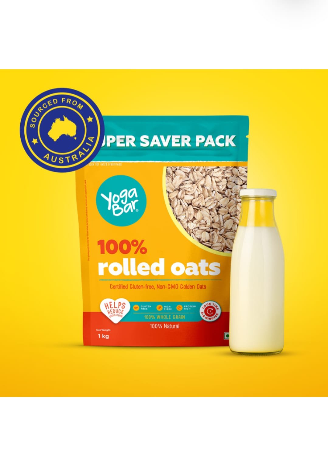 Yogabar Premium Golden Rolled Oats 400gm