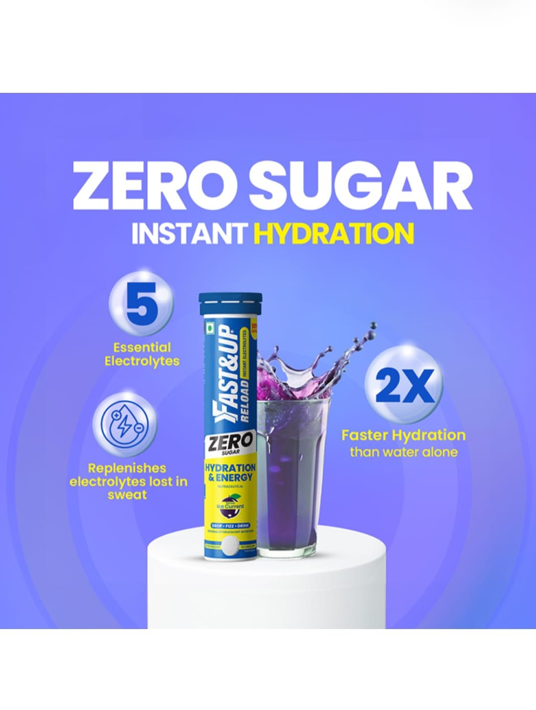 Fast & Up Reload Zero Sugar Energy & Electrolyte Ice Current