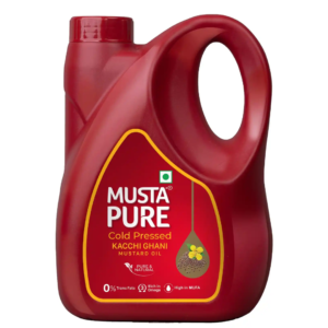 MustaPure Kachi Ghani Mustard Oil (Cold Pressed) | Pure & Natural | Cooking Oil | Jar (5 ltr)