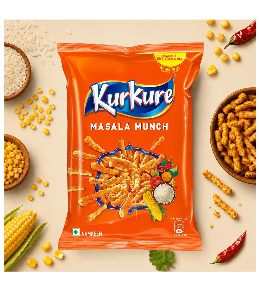 Kurkure Namkeen Masala Munch | Crunchy Snacks (94g)