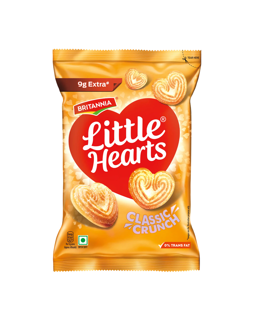 Britannia Little Hearts Classic Crunch Biscuits (70g or 79g)